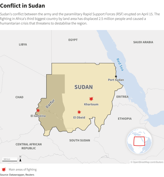 The amount of people displaced in Sudan